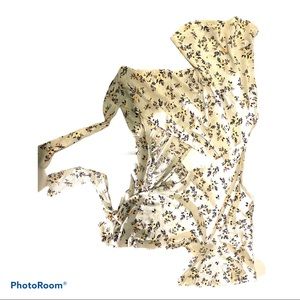 Teal floral crossed body crop top